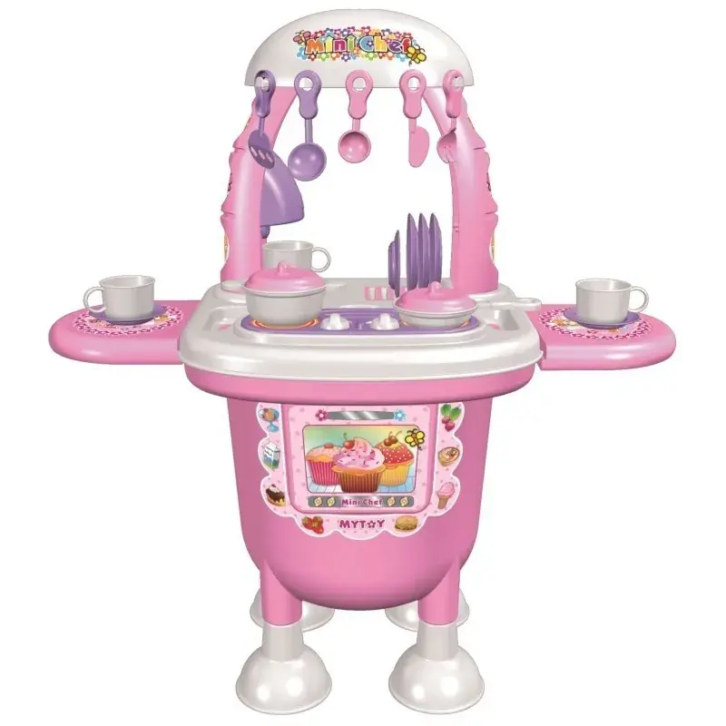 Cocina Mini Kitchenef Con 15 Accesorios color Rosa