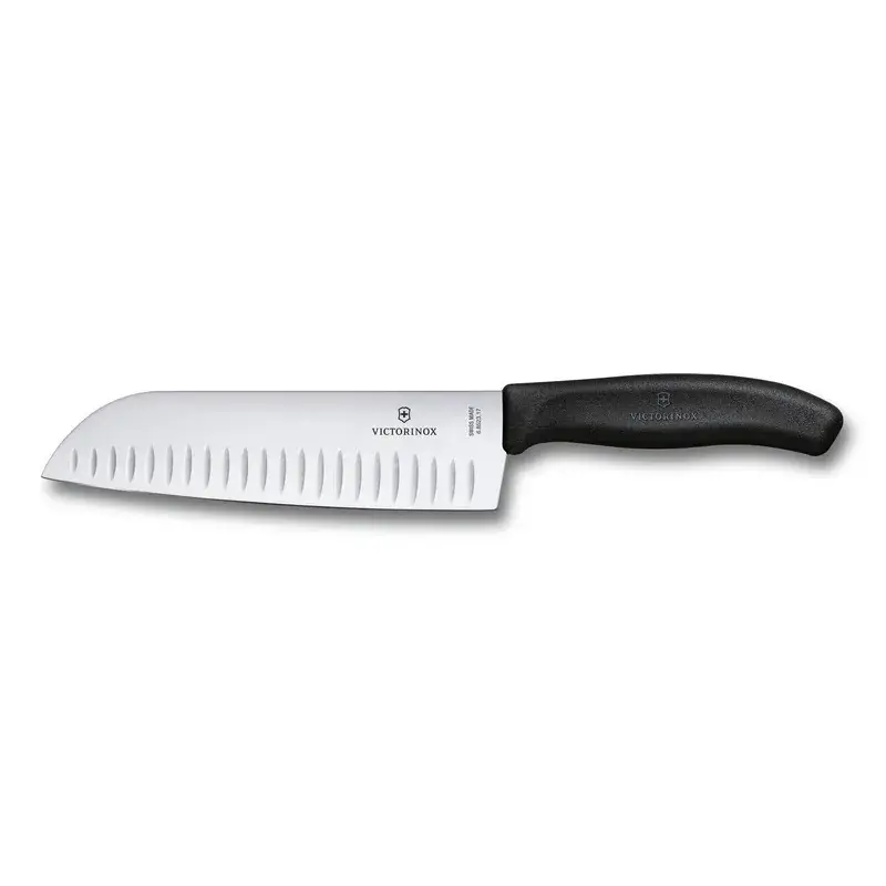 CuKitchenillo Santoku, Swiss Classic, de filo con alvéolos, Negro