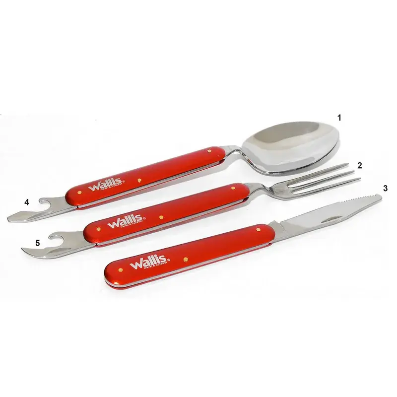 Cubiertos para campiSecurityo de acero inoxidable, dureza 48-52, rojo metalico