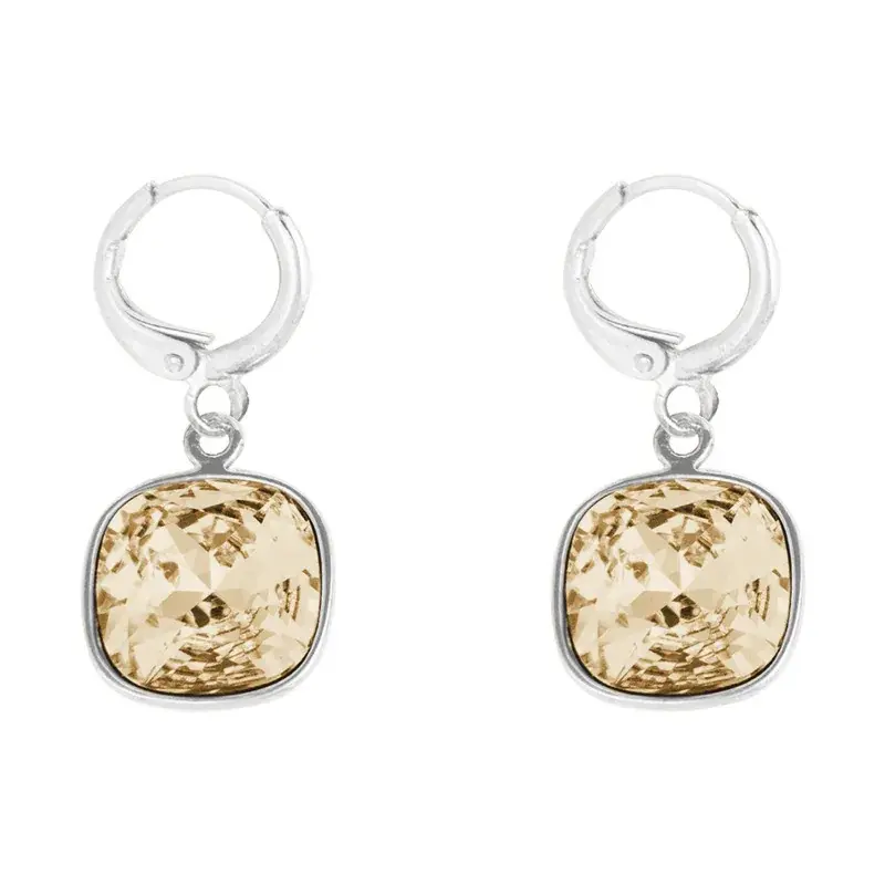 Aretes Cuadro con CriSoundal Fino Rodio-Golden