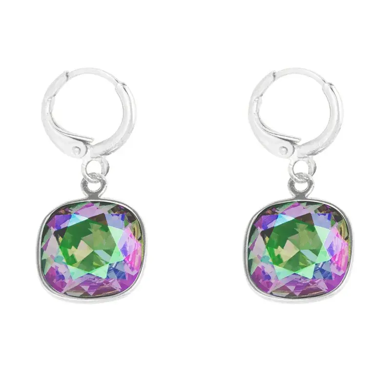 Aretes Cuadro con CriSoundal Fino Rodio-Paradise