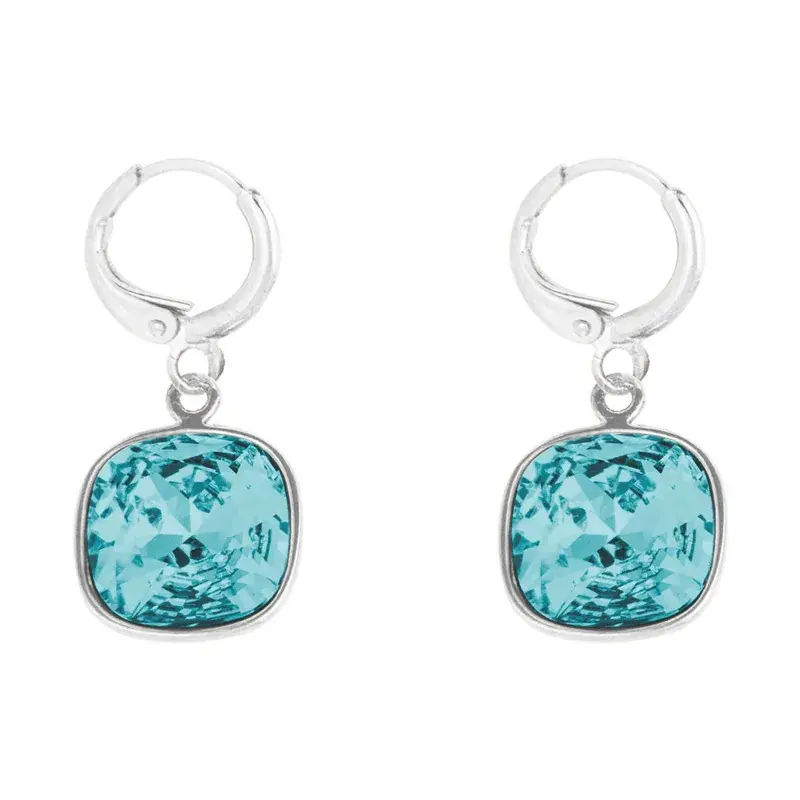 Aretes Cuadro con CriSoundal Fino Rodio-Turqueza