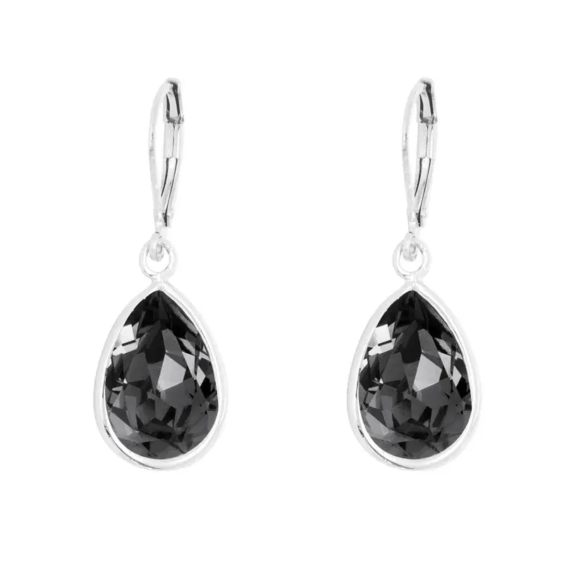 Aretes Gota con CriSoundal Fino Rodio-Negro