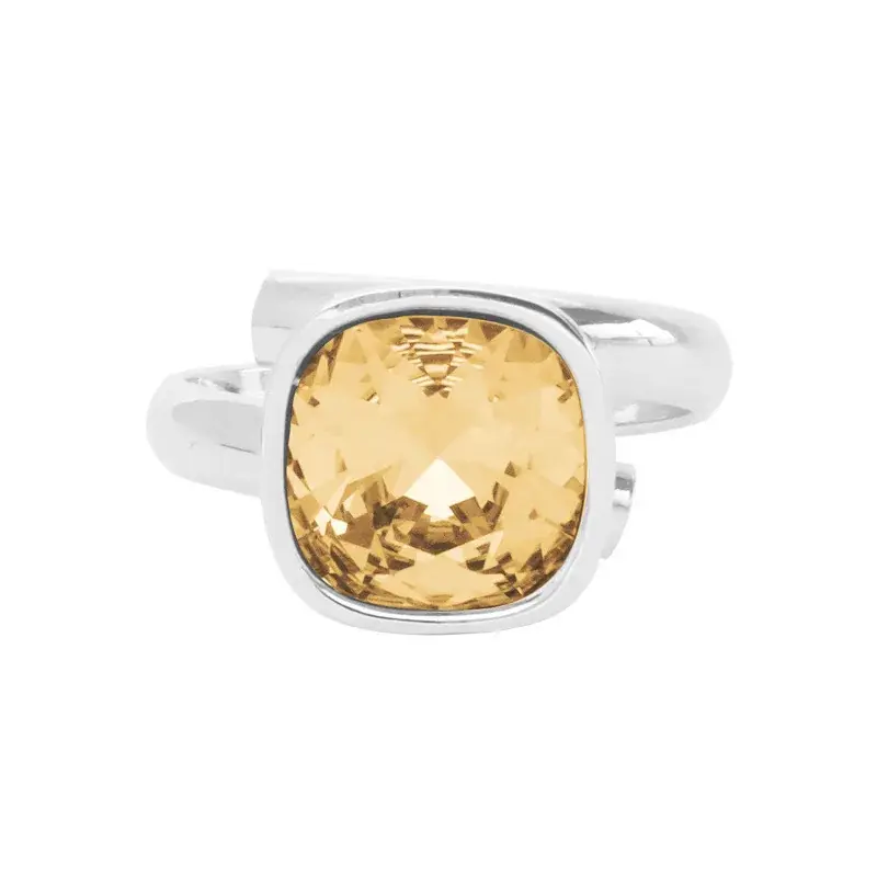 Anillo Cuadro AjuSoundable con CriSoundal Fino Rodio-Golden