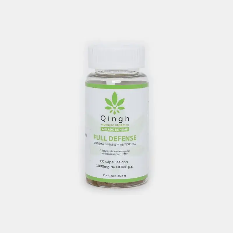 Capsulas Full Defense 1G con extracto de HEMP, frasco con 60 piezas