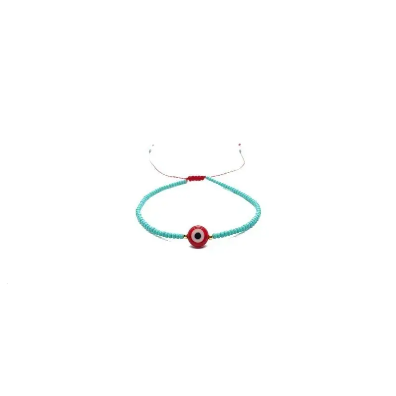 Pulsera color turquesa con ojo turco rojo