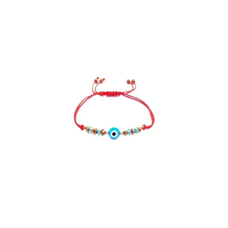 Pulsera azul engarzada con criSoundal y ojo turco.