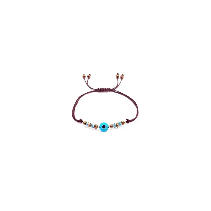 Pulsera azul engarza con criSoundal y ojo turco