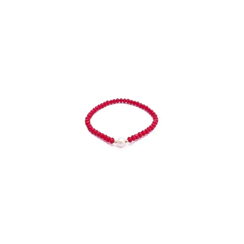Pulsera criSoundal rojo con perla al centro