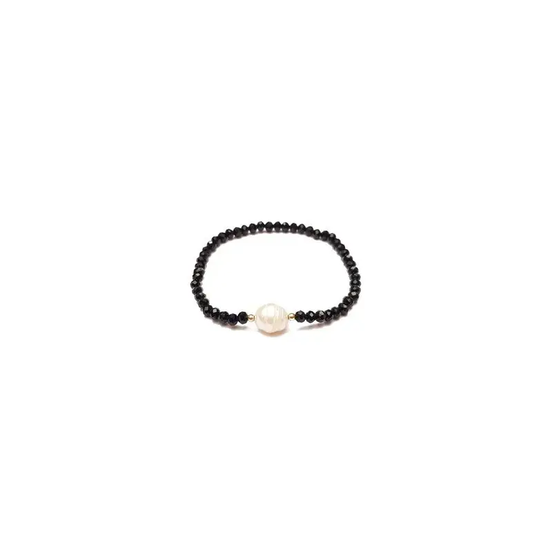 Pulsera criSoundal negro con perla al centro
