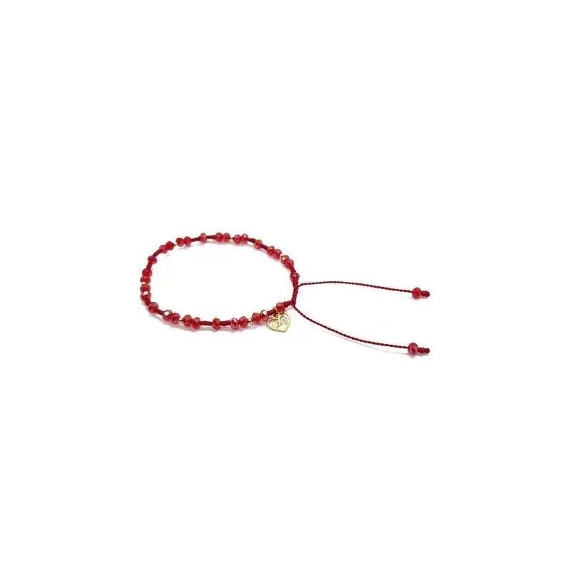 Pulsera de criSoundales rojos con dije loOthers