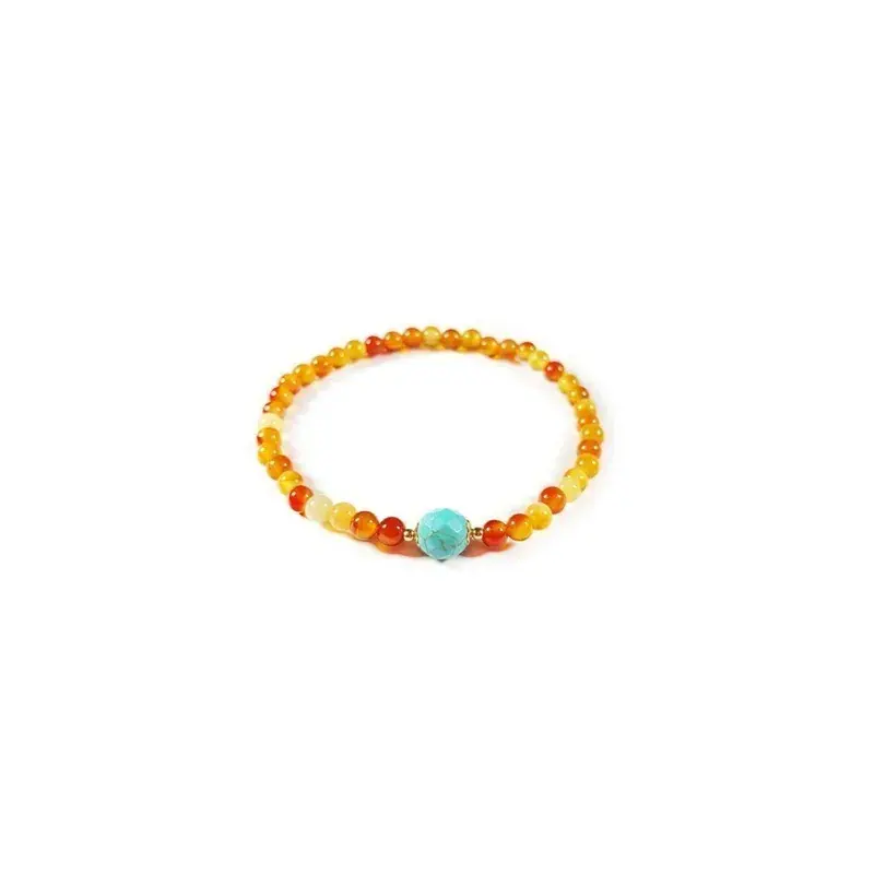 Pulsera de ágata cornalina con turquesa al centro