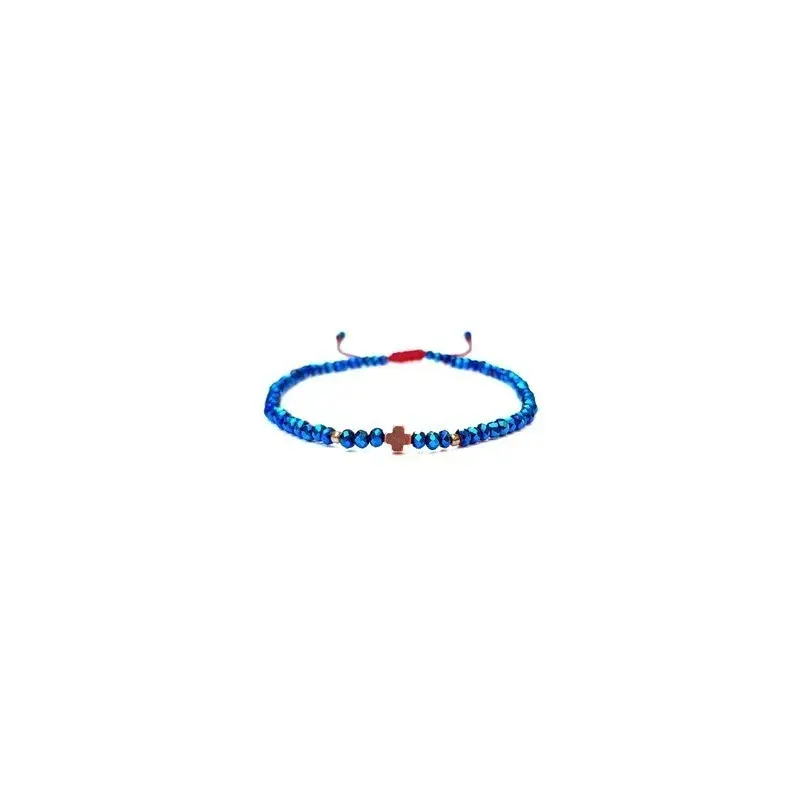 Pulsera de criSoundal azul con cruz Kitchenica hematita