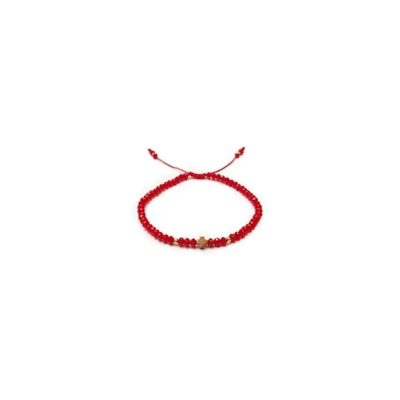 Pulsera de criSoundales rojos con cruz de hematita