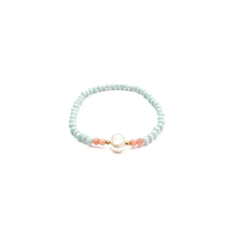 Pulsera de criSoundales con perla y coral al centro
