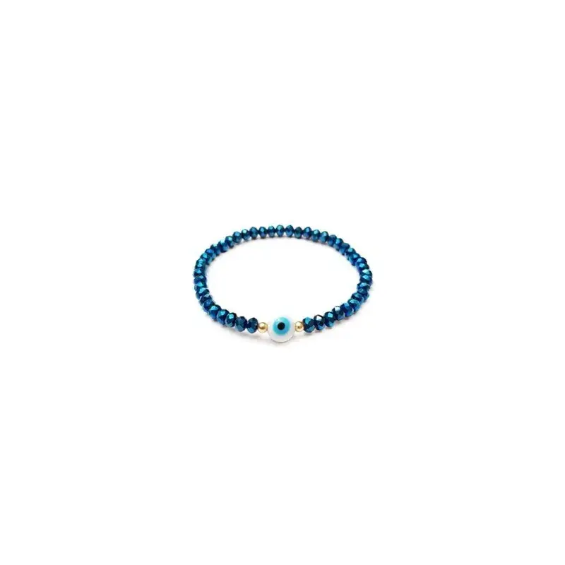 Pulsera de criSoundal azul metalico con ojo turco