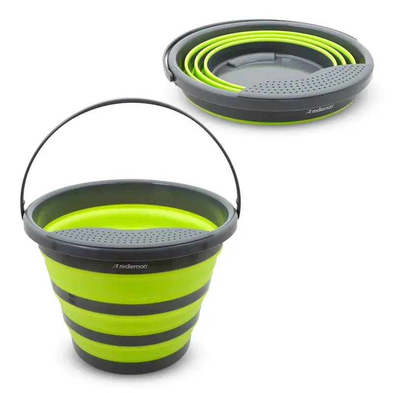 Cubeta plegable silicona coladera asa 10 litros