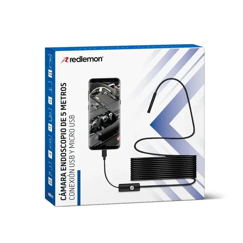 Cámara endoscopio para celular luz led usb 5 metros