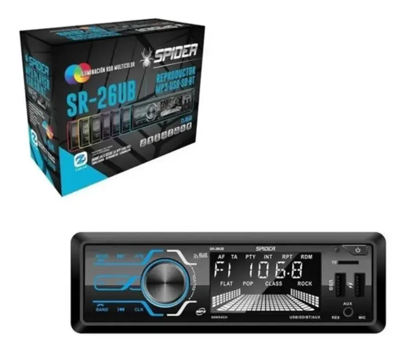 Reproductor Bluetooth Usb-sd Spider Multicolor Sr-26ub